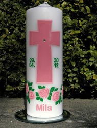 Taufkerze Kreuz Mila